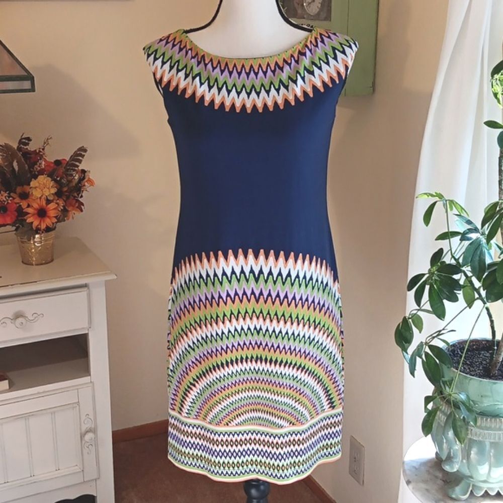 Maggy London Colorful Geometric Shift Y2K